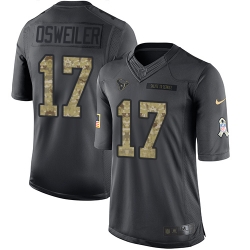 Nike Texans #17 Brock Osweiler Black Youth Stitched NFL Limited 2016 Salute to Service Jersey