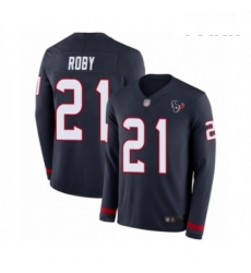 Youth Houston Texans 21 Bradley Roby Limited Navy Blue Therma Long Sleeve Football Jersey