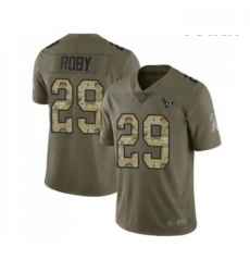 Youth Houston Texans 29 Bradley Roby Limited Olive Camo 2017 Salute to Service Football Jersey
