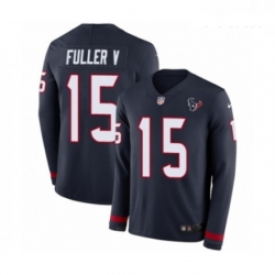Youth Nike Houston Texans 15 Will Fuller V Limited Navy Blue Therma Long Sleeve NFL Jersey