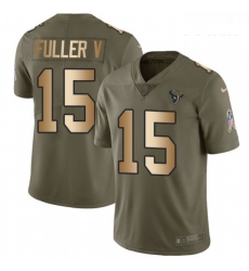 Youth Nike Houston Texans 15 Will Fuller V Limited OliveGold 2017 Salute to Service NFL Jersey