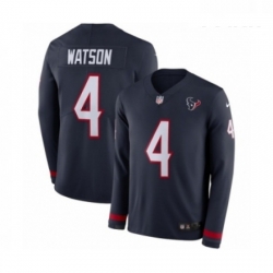 Youth Nike Houston Texans 4 Deshaun Watson Limited Navy Blue Therma Long Sleeve NFL Jersey