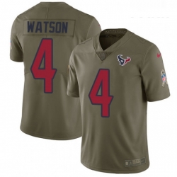 Youth Nike Houston Texans 4 Deshaun Watson Limited Olive 2017 Salute to Service NFL Jersey