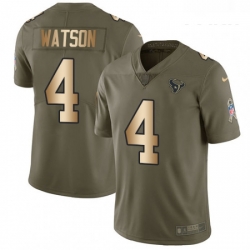 Youth Nike Houston Texans 4 Deshaun Watson Limited OliveGold 2017 Salute to Service NFL Jersey