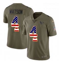Youth Nike Houston Texans 4 Deshaun Watson Limited OliveUSA Flag 2017 Salute to Service NFL Jersey