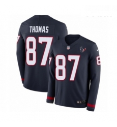 Youth Nike Houston Texans 87 Demaryius Thomas Limited Navy Blue Therma Long Sleeve NFL Jersey