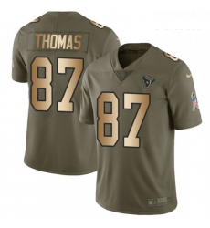Youth Nike Houston Texans 87 Demaryius Thomas Limited Olive Gold 2017 Salute to Service NFL Jersey