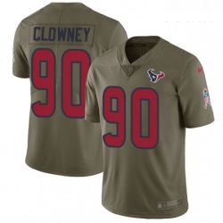 Youth Nike Houston Texans 90 Jadeveon Clowney Limited Olive 2017 Salute to Service NFL Jersey