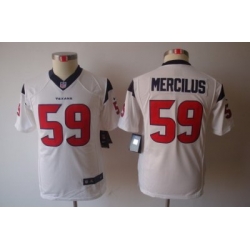 Youth Nike NFL Houston Texans #59 Whitney Mercilus White Color Limited Jerseys