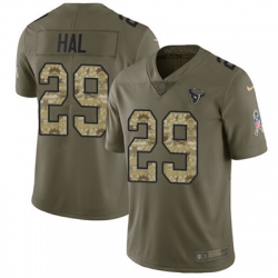 Youth Nike Texans #29 Andre Hal Olive Camo Stitched NFL Limited 2017 Salute to Service Jersey