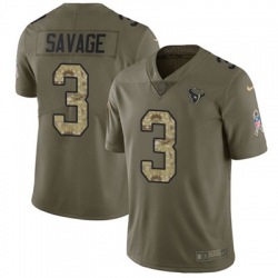 Youth Nike Texans #3 Tom Savage Olive Camo Stitched NFL Limited 2017 Salute to Service Jersey
