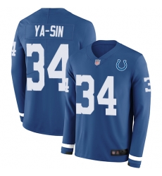 Colts 34 Rock Ya Sin Royal Blue Team Color Men Stitched Football Limited Therma Long Sleeve Jersey