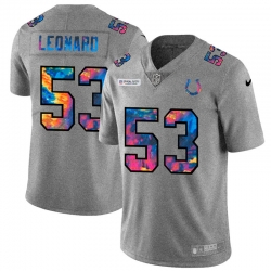 Indianapolis Colts 53 Darius Leonard Men Nike Multi Color 2020 NFL Crucial Catch NFL Jersey Greyheather