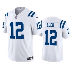 Men Indianapolis Colts 12 Andrew Luck White 2023 F U S E Vapor Untouchable Stitched Football Jersey