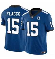 Men Indianapolis Colts 15 Joe Flacco Blue 2024 F U S E  Throwback Vapor Limited Stitched Football Jersey