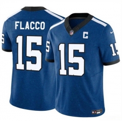 Men Indianapolis Colts 15 Joe Flacco Blue 2024 F U S E  Throwback Vapor Limited Stitched Football Jersey