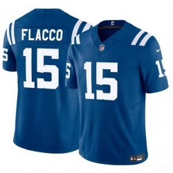 Men Indianapolis Colts 15 Joe Flacco Blue 2024 F U S E  Vapor Limited Stitched Football Jersey