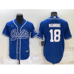 Men Indianapolis Colts 18 Peyton Manning Royal Cool Base Stitched Baseball Jersey