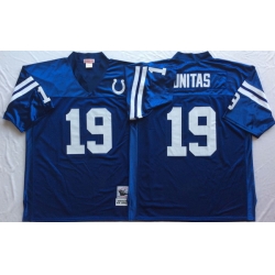 Men Indianapolis Colts 19 Johnny Unitas Blue M&N Throwback Jersey