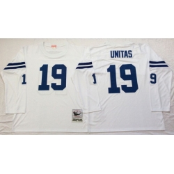 Men Indianapolis Colts 19 Johnny Unitas White M&N Throwback Jersey