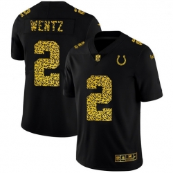 Men Indianapolis Colts 2 Carson Wentz Men Nike Leopard Print Fashion Vapor Limited NFL Jersey Black
