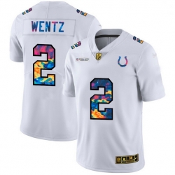 Men Indianapolis Colts 2 Carson Wentz Men White Nike Multi Color 2020 NFL Crucial Catch Limited NFL Jersey