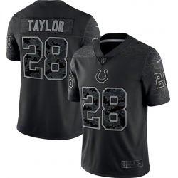 Men Indianapolis Colts 28 Jonathan Taylor Black Reflective Limited Stitched Football Jersey