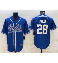 Men Indianapolis Colts 28 Jonathan Taylor Royal Cool Base Stitched Baseball Jersey