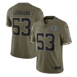 Men Indianapolis Colts 53 Shaquille Leonard Olive 2022 Salute To Service Limited Stitched Jersey