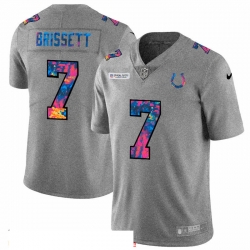 Men Indianapolis Colts 7 Jacoby Brissett Men Nike Multi Color 2020 NFL Crucial Catch NFL Jersey Greyheather
