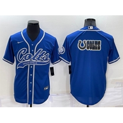 Men Indianapolis Colts Royal Team Big Logo With Patch Cool Base Stitched Baseball Jersey