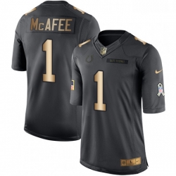 Men Nike Indianapolis Colts 1 Pat McAfee Limited BlackGold Salute to Service NFL Jersey