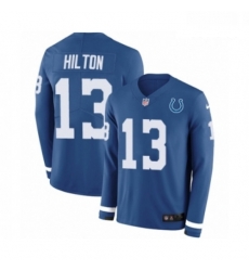 Men Nike Indianapolis Colts 13 TY Hilton Limited Blue Therma Long Sleeve NFL Jersey