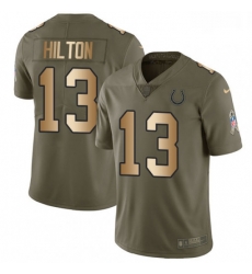 Men Nike Indianapolis Colts 13 TY Hilton Limited OliveGold 2017 Salute to Service NFL Jersey