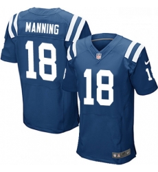 Men Nike Indianapolis Colts 18 Peyton Manning Elite Royal Blue Team Color NFL Jersey