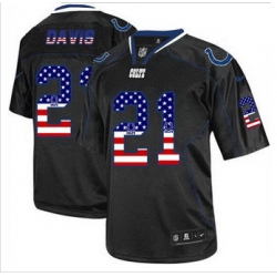 New Indianapolis Colts #21 Vontae Davis Black Men' Stitched NFL Elite USA Flag Fashion Jersey