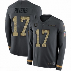 Nike Colts 17 Philip Rivers Anthracite Salute to Service Men Stitched NFL Limited Therma Long Sleeve Jersey