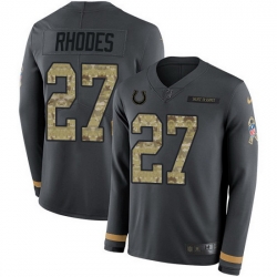 Nike Colts 27 Xavier Rhodes Anthracite Salute to Service Men Stitched NFL Limited Therma Long Sleeve Jersey