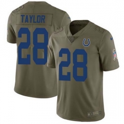 Nike Colts 28 Jonathan Taylor Olive Men Stitched NFL Limited 2017 Salute To Service Jersey