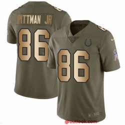 Nike Colts 86 Michael Pittman Jr  Olive Gold Men Stitched NFL Limited 2017 Salute To Service Jersey