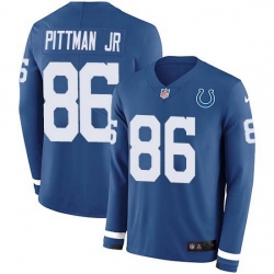 Nike Colts 86 Michael Pittman Jr  Royal Blue Team Color Men Stitched NFL Limited Therma Long Sleeve Jersey