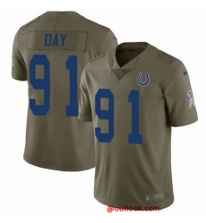 Nike Colts 91 Sheldon Day Olive Men Stitched NFL Limited 2017 Salute To Service Jersey