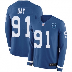 Nike Colts 91 Sheldon Day Royal Blue Team Color Men Stitched NFL Limited Therma Long Sleeve Jersey