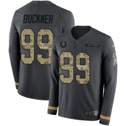 Nike Colts 99 DeForest Buckner Anthracite Salute to Service Men Stitched NFL Limited Therma Long Sleeve Jersey