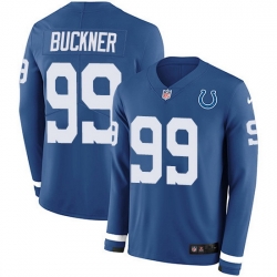 Nike Colts 99 DeForest Buckner Royal Blue Team Color Men Stitched NFL Limited Therma Long Sleeve Jersey