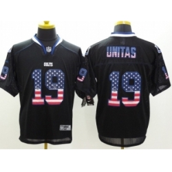 Nike Indianapolis Colts 19 Johnny Unitas Black Elite USA Flag Fashion NFL Jersey