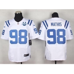 Nike Indianapolis Colts 98 Robert Mathis White Elite With 30TH Seasons Patch NFL Jersey