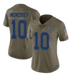 Nike Colts #10 Donte Moncrief Olive Womens Stitched NFL Limited 2017 Salute to Service Jersey