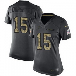 Nike Colts #15 Phillip Dorsett Black Womens Stitched NFL Limited 2016 Salute to Service Jersey