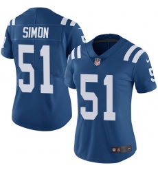 Nike Colts #51 John Simon Royal Blue Team Color Womens Stitched NFL Vapor Untouchable Limited Jersey
